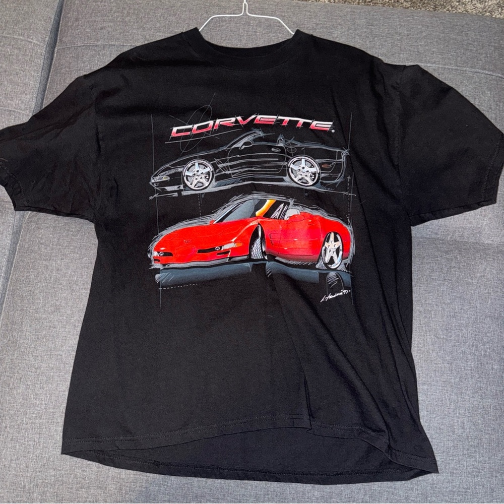 Men’s Corvette Car T-Shirt Size XL Black And Red Short Sleeve
